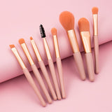8 Piece Mini Makeup Brushes - Light Pink
